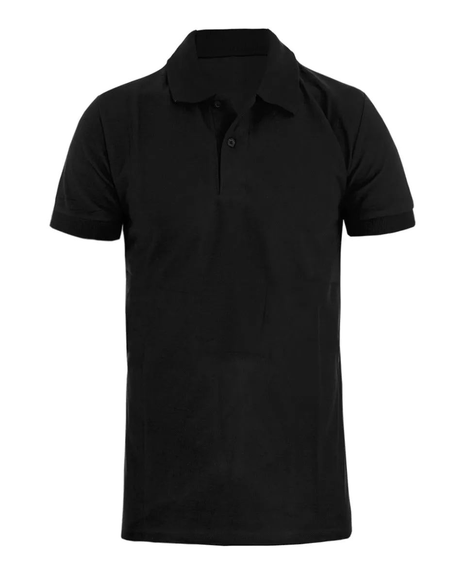 T-shirt Uomo Polo Tinta Unita Nero Manica Corta Colletto Bottoncini Basic Casual GIOSAL-TS2971A