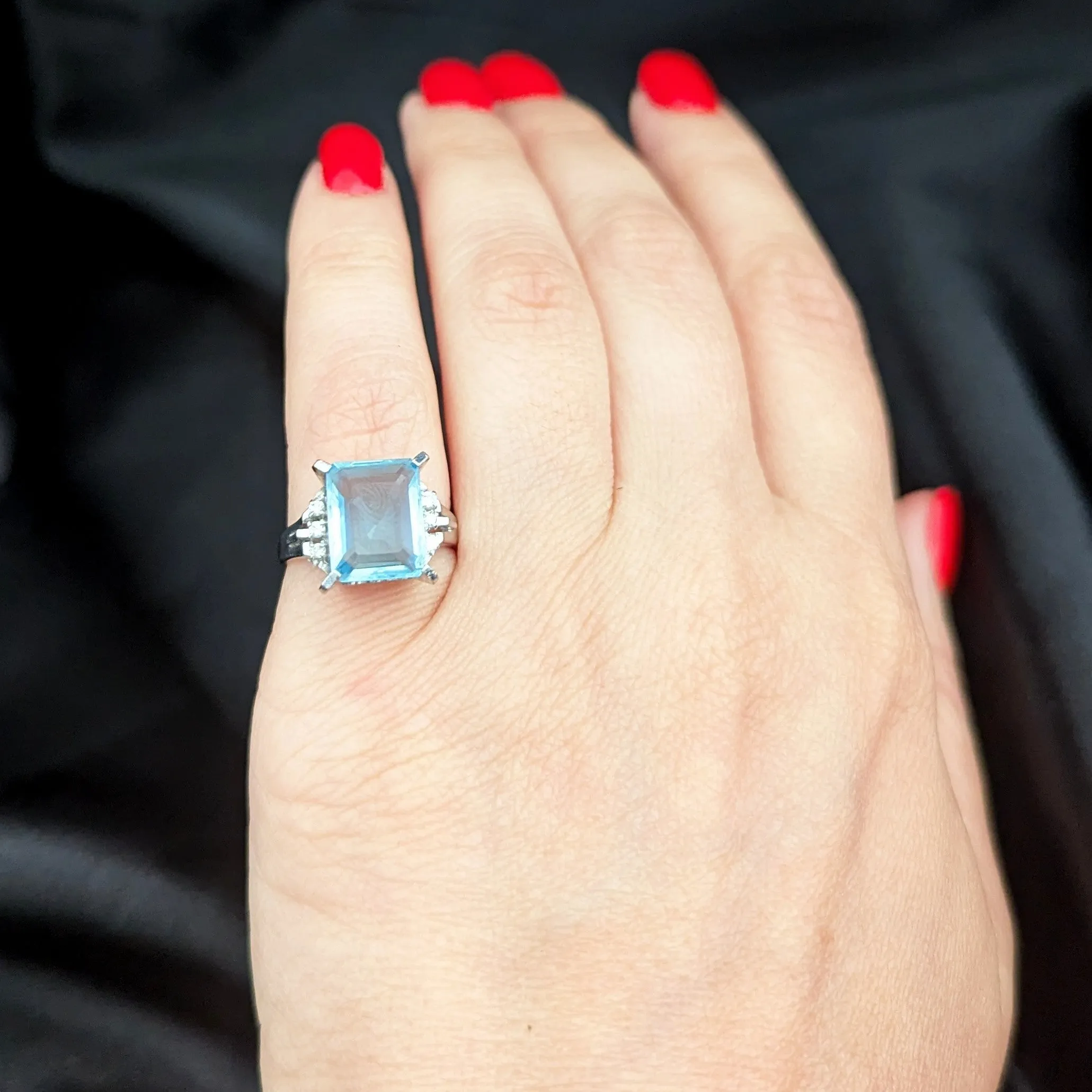 The Fargo - Estate GIA Aquamarine Diamonds Platinum Statement Ring