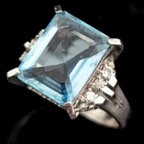 The Fargo - Estate GIA Aquamarine Diamonds Platinum Statement Ring