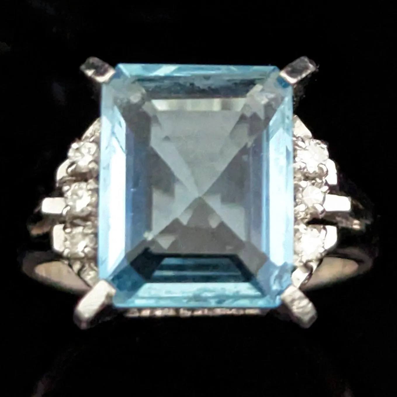 The Fargo - Estate GIA Aquamarine Diamonds Platinum Statement Ring