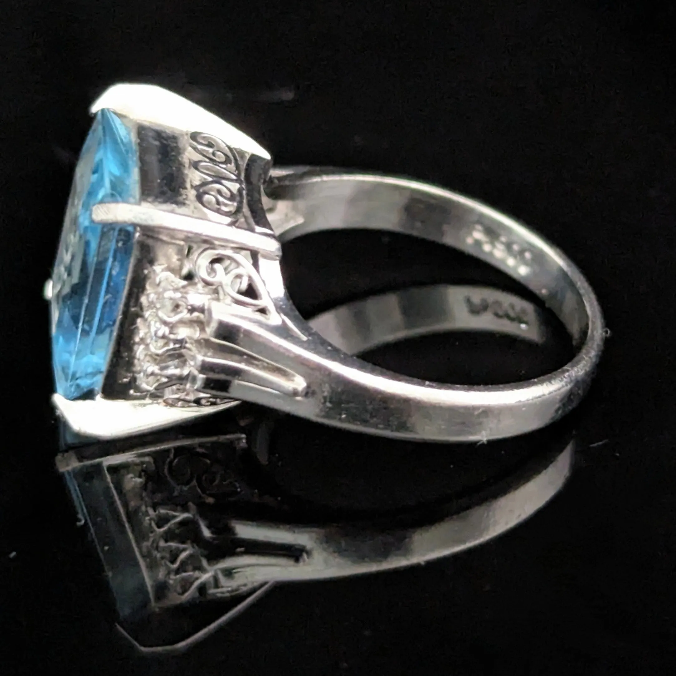 The Fargo - Estate GIA Aquamarine Diamonds Platinum Statement Ring