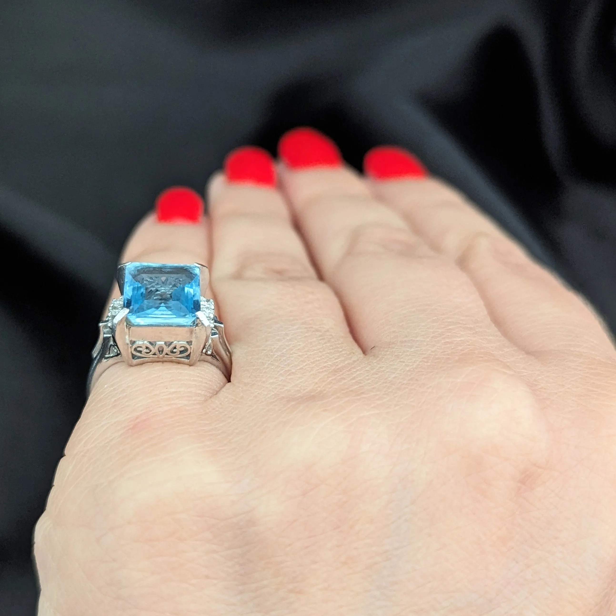 The Fargo - Estate GIA Aquamarine Diamonds Platinum Statement Ring