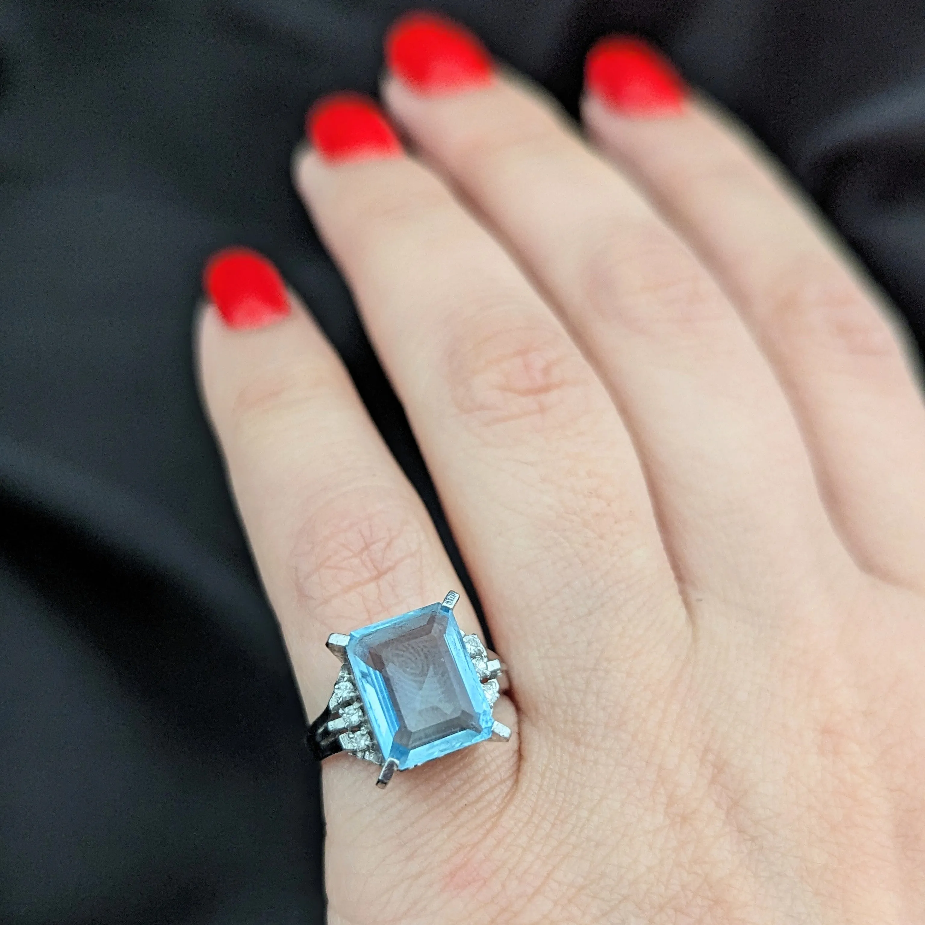 The Fargo - Estate GIA Aquamarine Diamonds Platinum Statement Ring