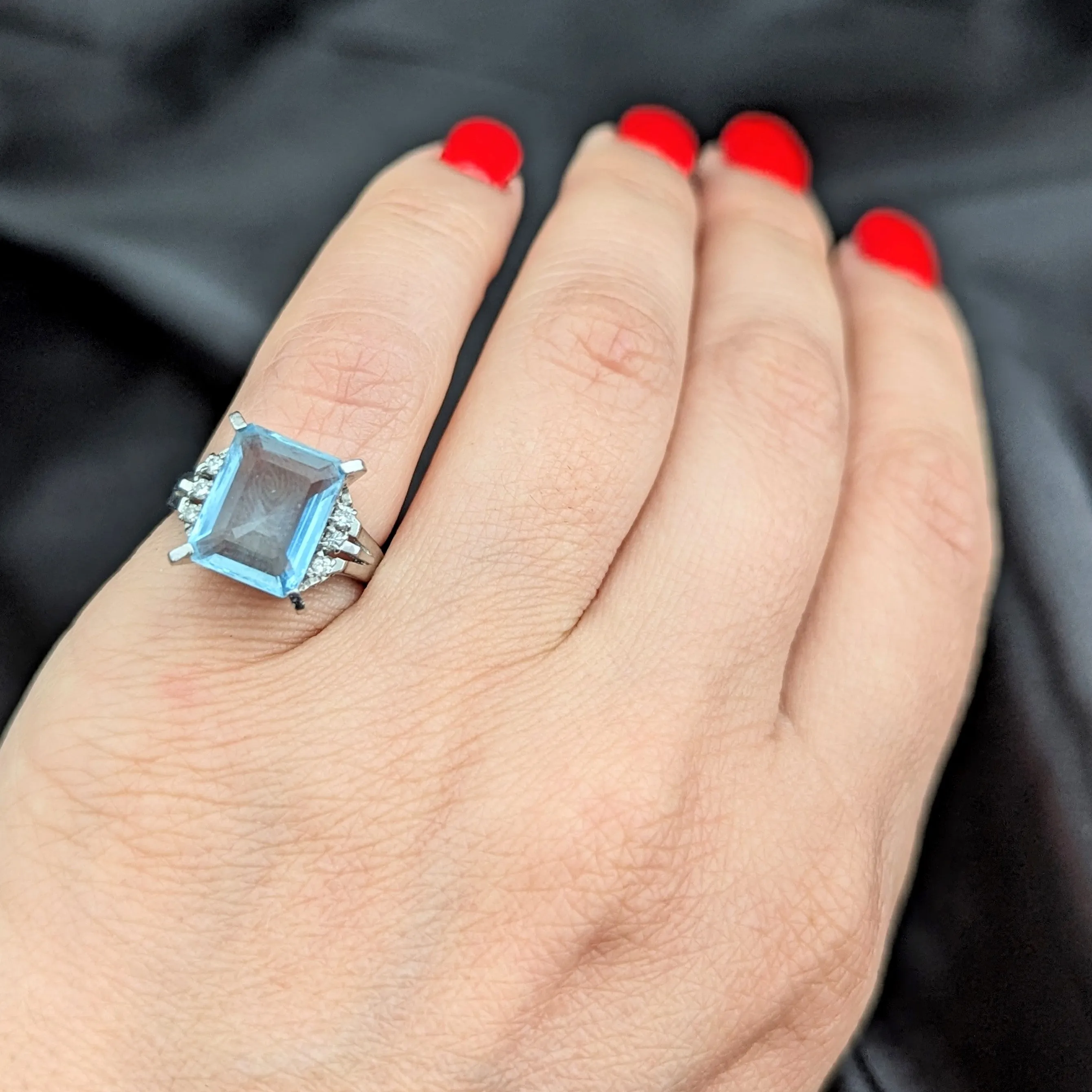 The Fargo - Estate GIA Aquamarine Diamonds Platinum Statement Ring