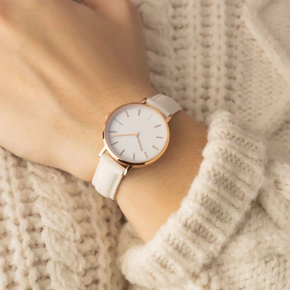 The Solar Mini | White Dial - Rose Gold Case