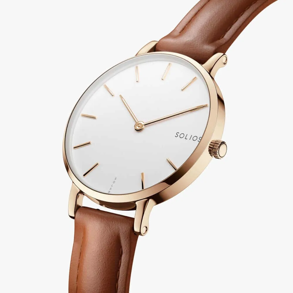 The Solar Mini | White Dial - Rose Gold Case