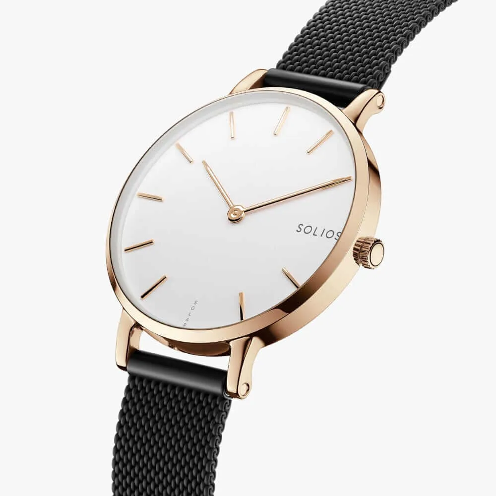 The Solar Mini | White Dial - Rose Gold Case