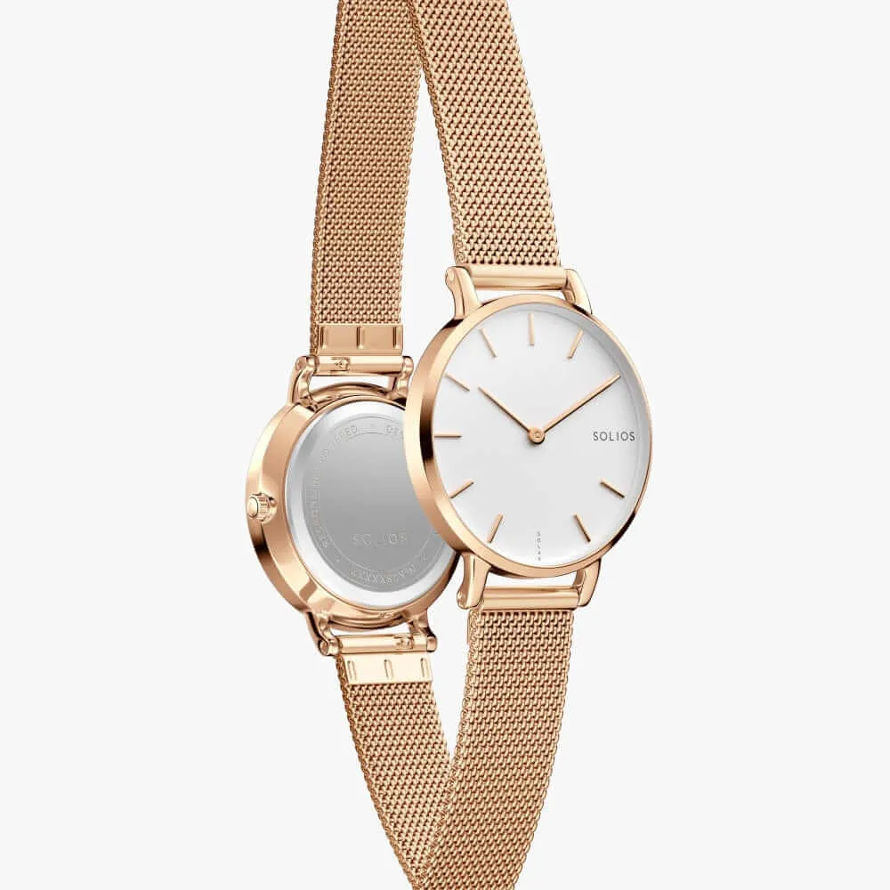 The Solar Mini | White Dial - Rose Gold Case