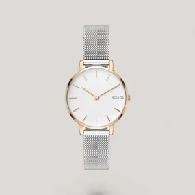 The Solar Mini | White Dial - Rose Gold Case