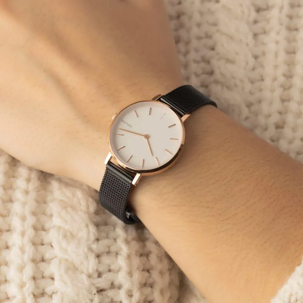 The Solar Mini | White Dial - Rose Gold Case