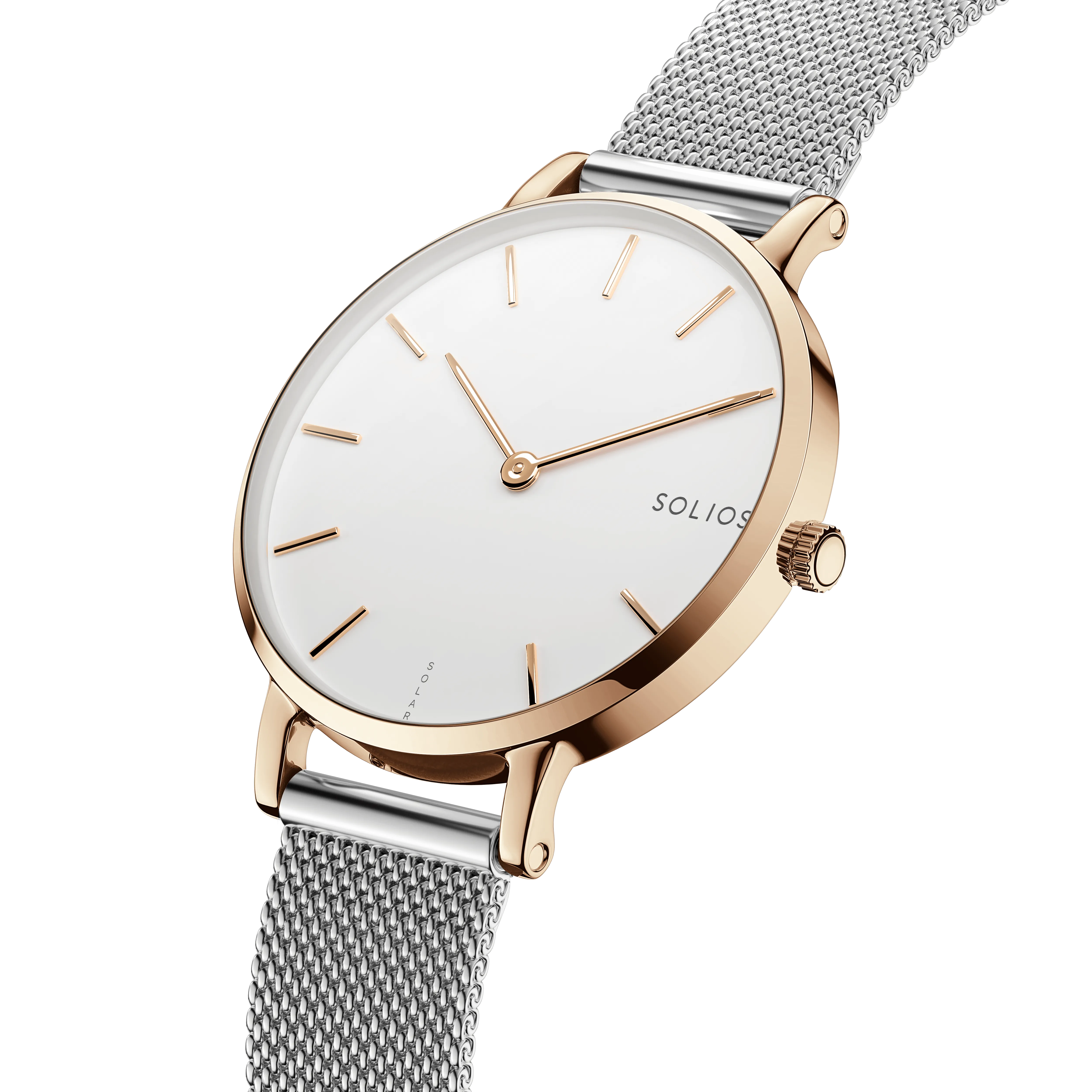 The Solar Mini | White Dial - Rose Gold Case