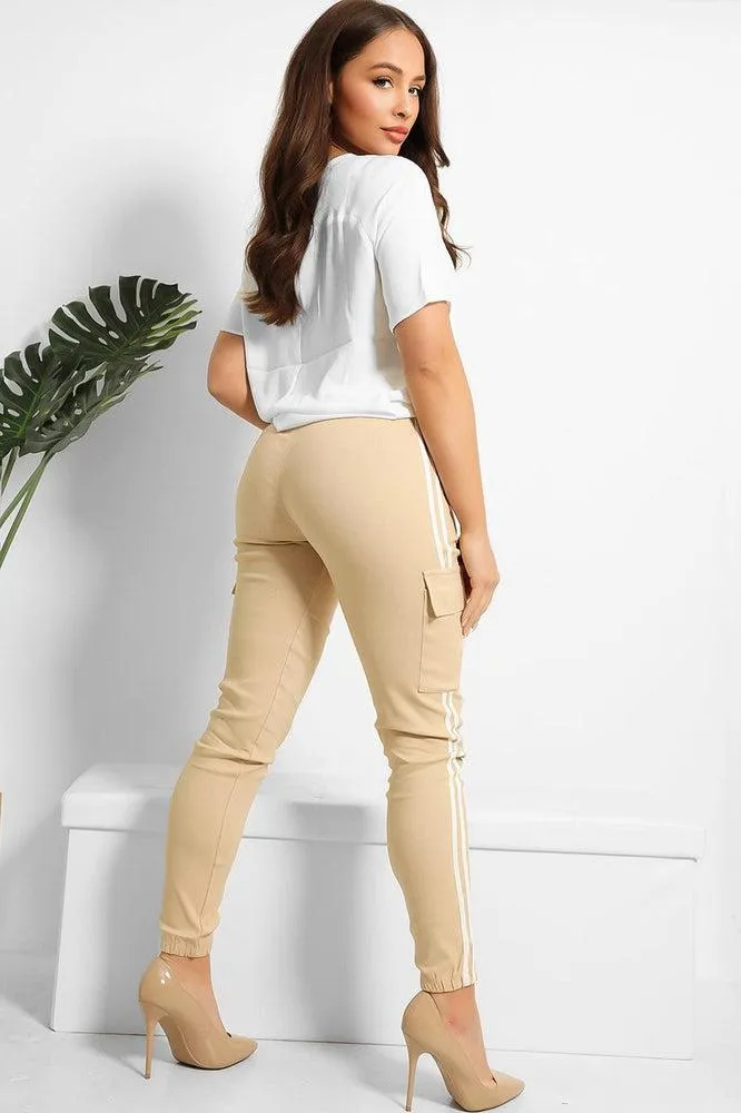 Twin White Stripe Summer Denim Cargo Trousers