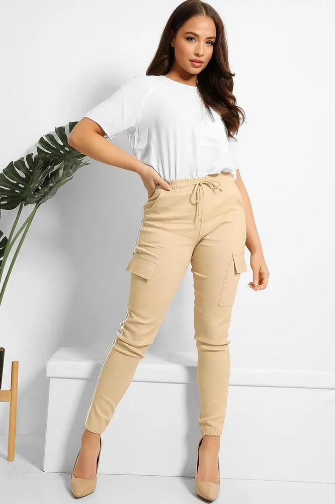 Twin White Stripe Summer Denim Cargo Trousers