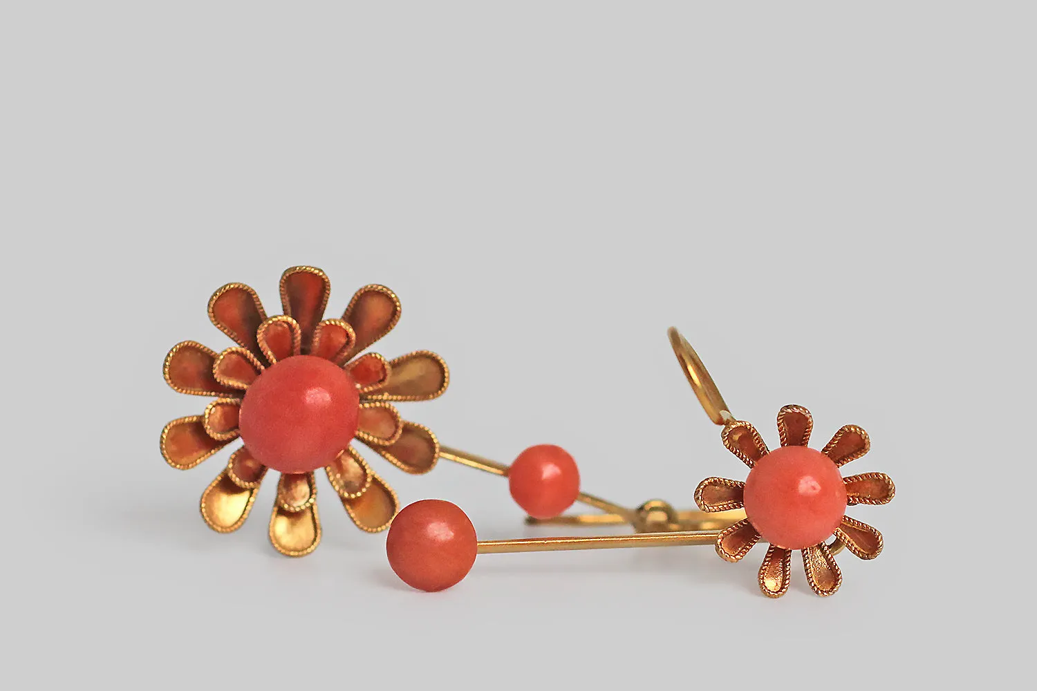 Victorian Etruscan Revival Flower Earrings