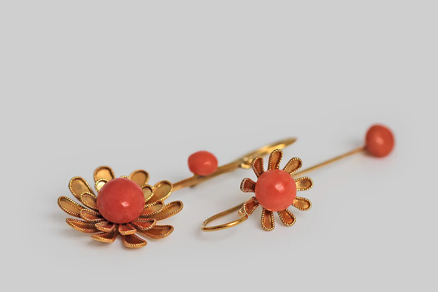 Victorian Etruscan Revival Flower Earrings