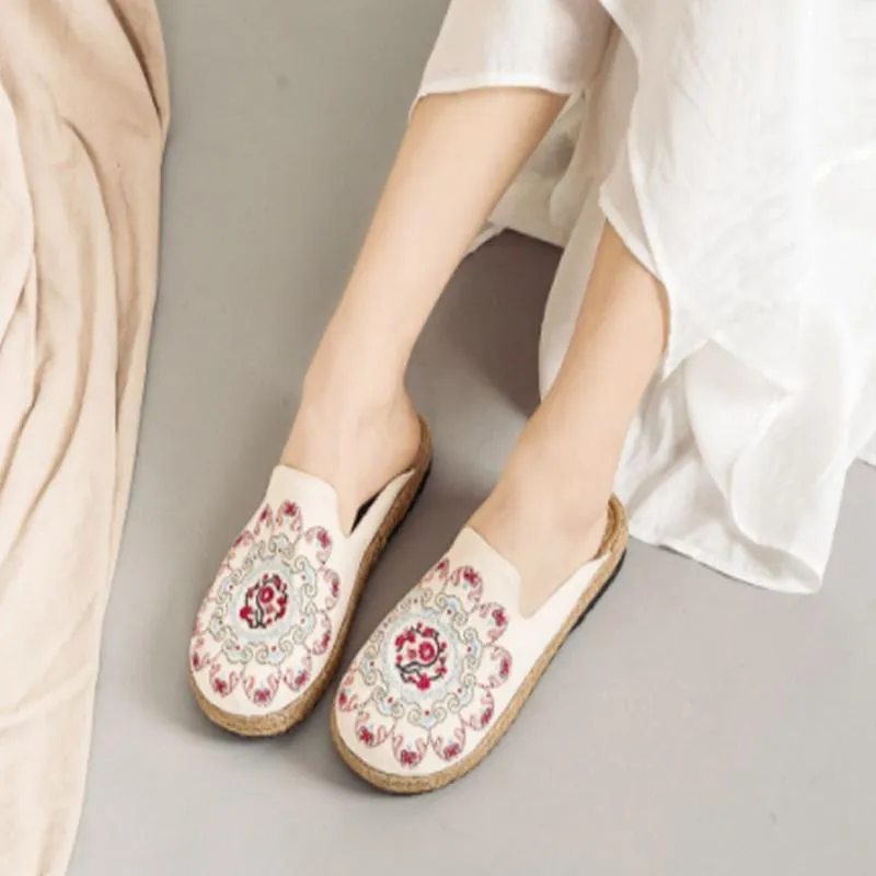 Women Embroidered Casual Flats Home Slippers