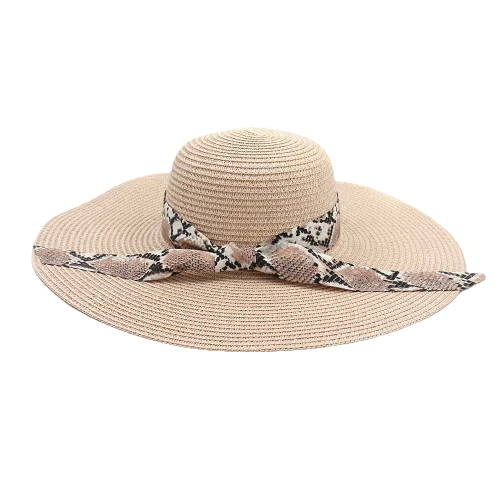 Women Sunscreen Vacation Beach Wild Brim Sun Hat Elegant Stylish Bowknot Straw Hat