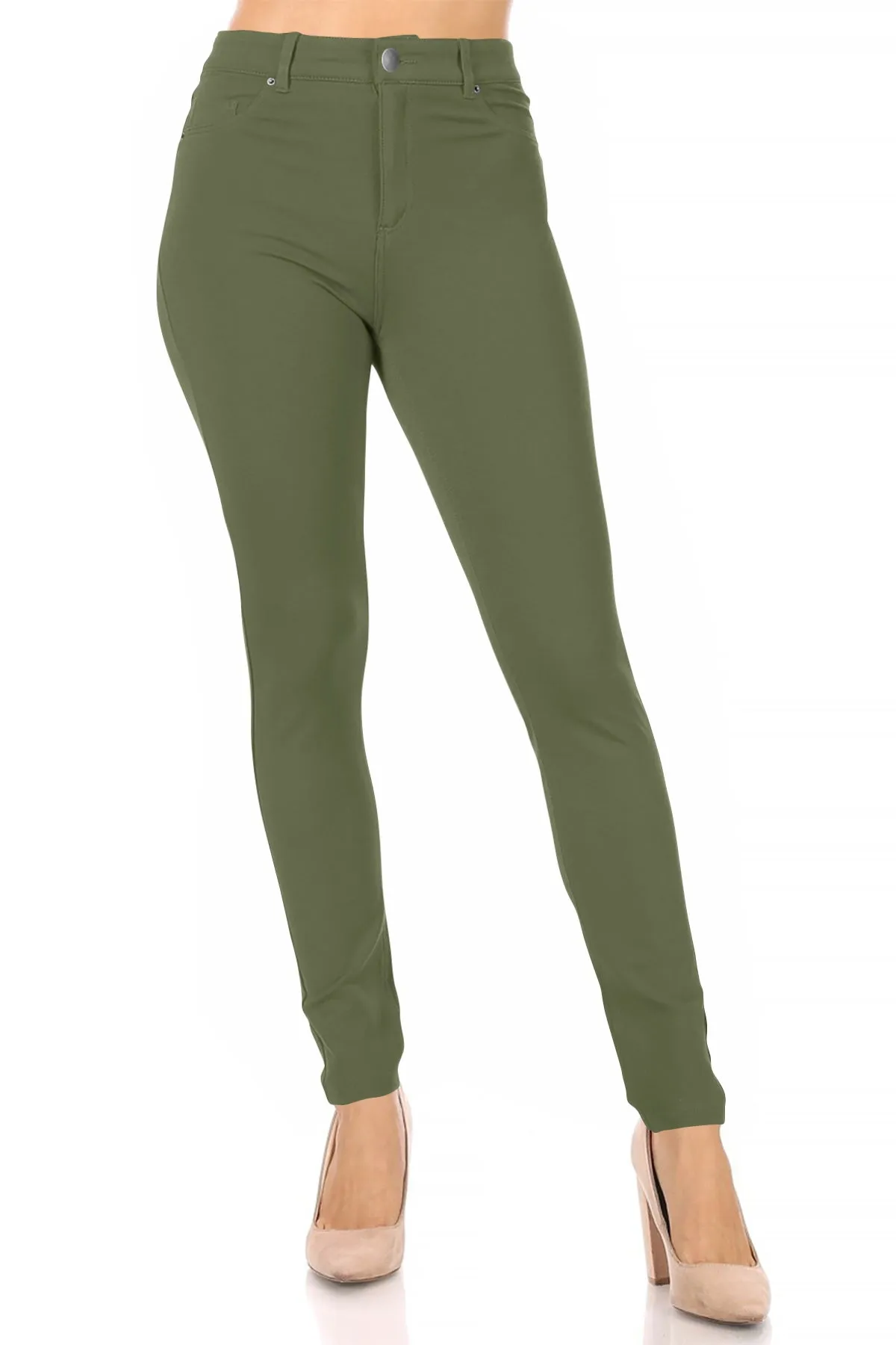 Women's Casual Skinny Ponte Mid-Rise Pants