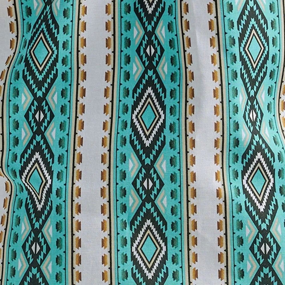 'Wrangler' Men's Checotah Print Western Snap Front - Turquoise