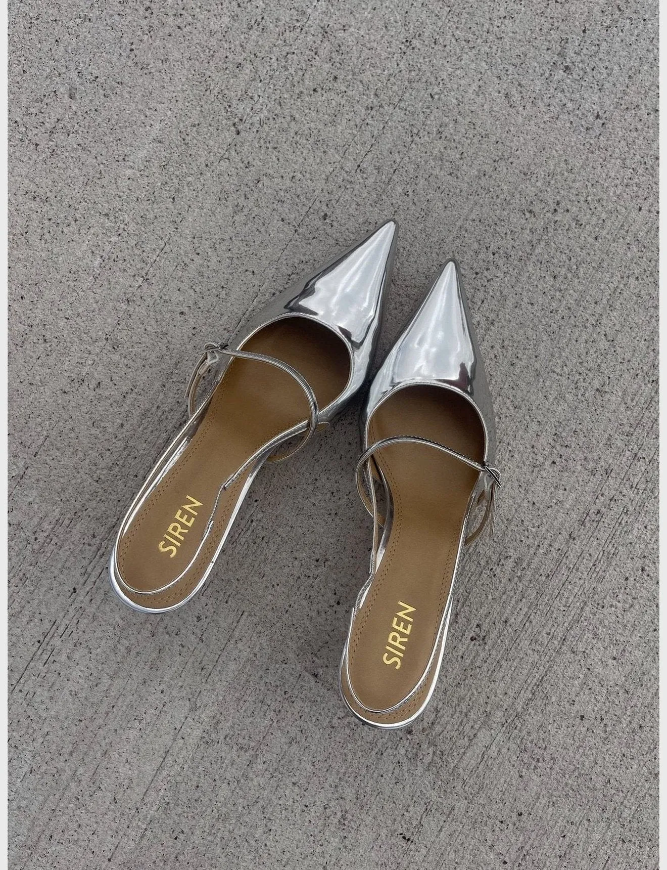 York Slingback Heel - Silver Metallic Leather